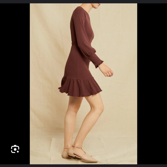 Amour Vert Ziggy Paris Rib Dress in Mocha - Picture 7 of 10